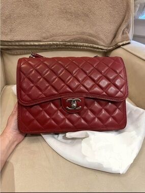Authentic CHANEL Classic Jumbo Red Flap bag